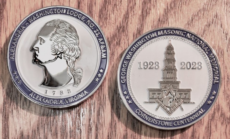 Challenge Coin, 1923-2023 - Alexandria-Washington Lodge No. 22